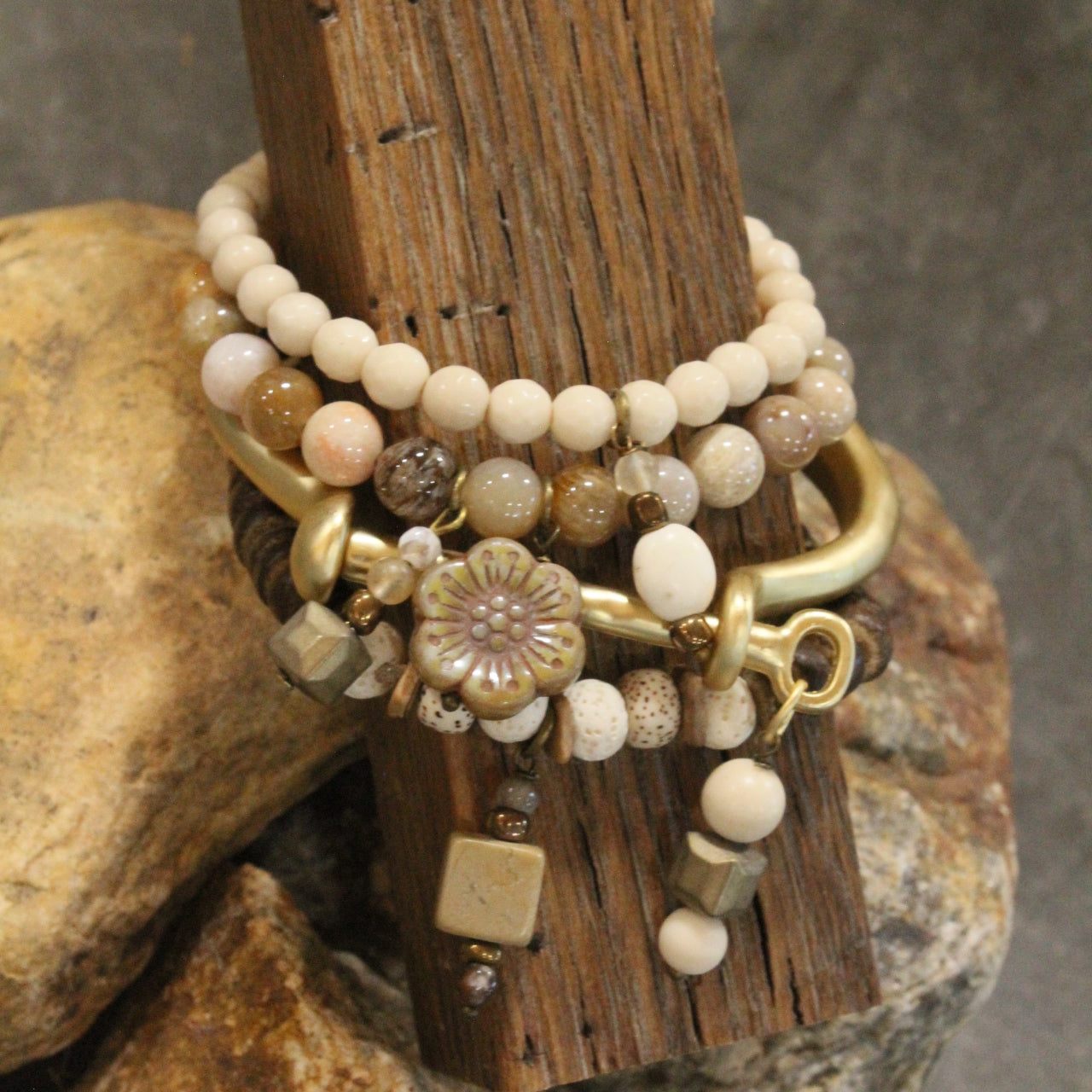 All Cuffed Up Golden Charm Bracelet Set