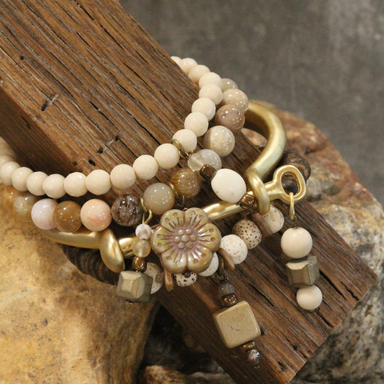All Cuffed Up Golden Charm Bracelet Set