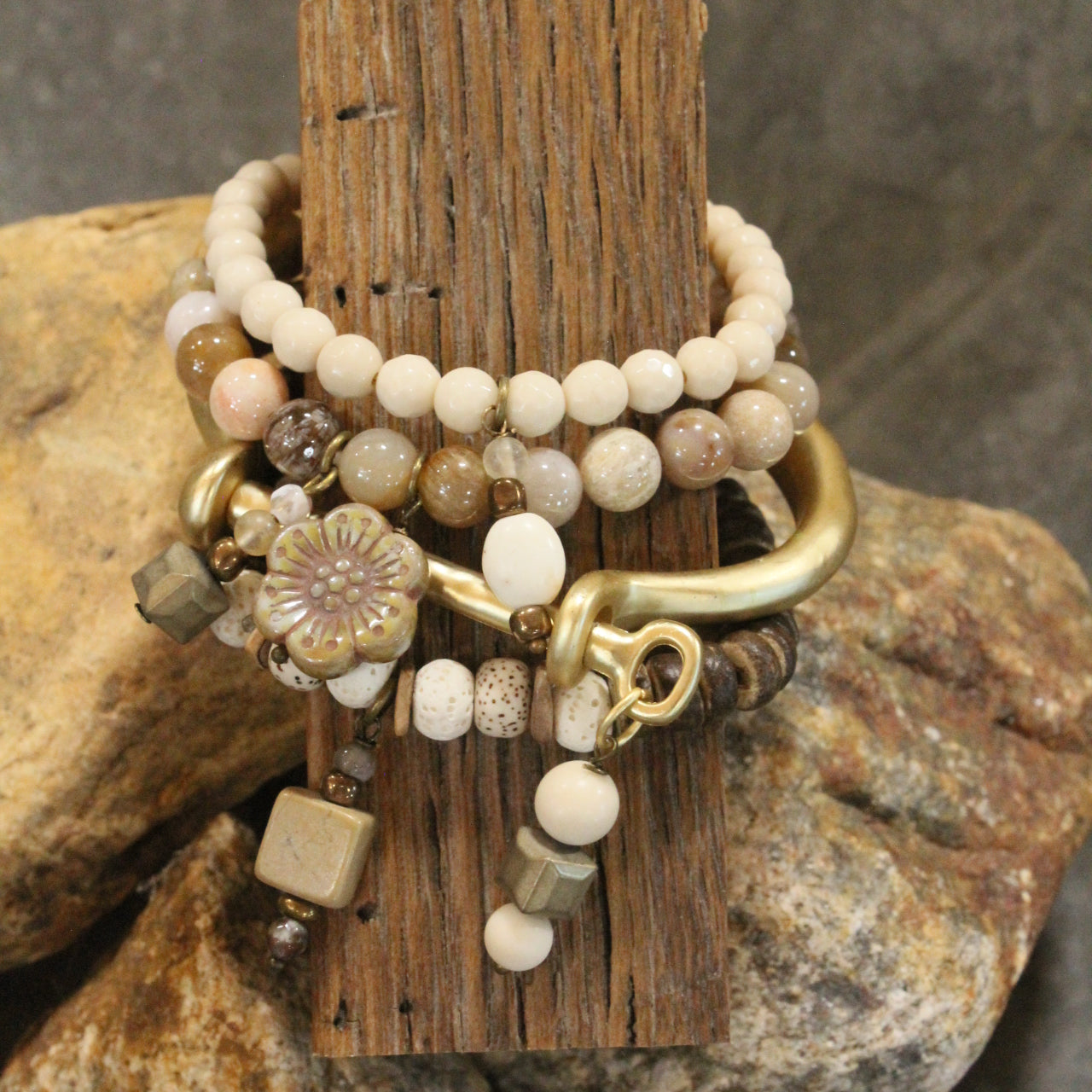 All Cuffed Up Golden Charm Bracelet Set