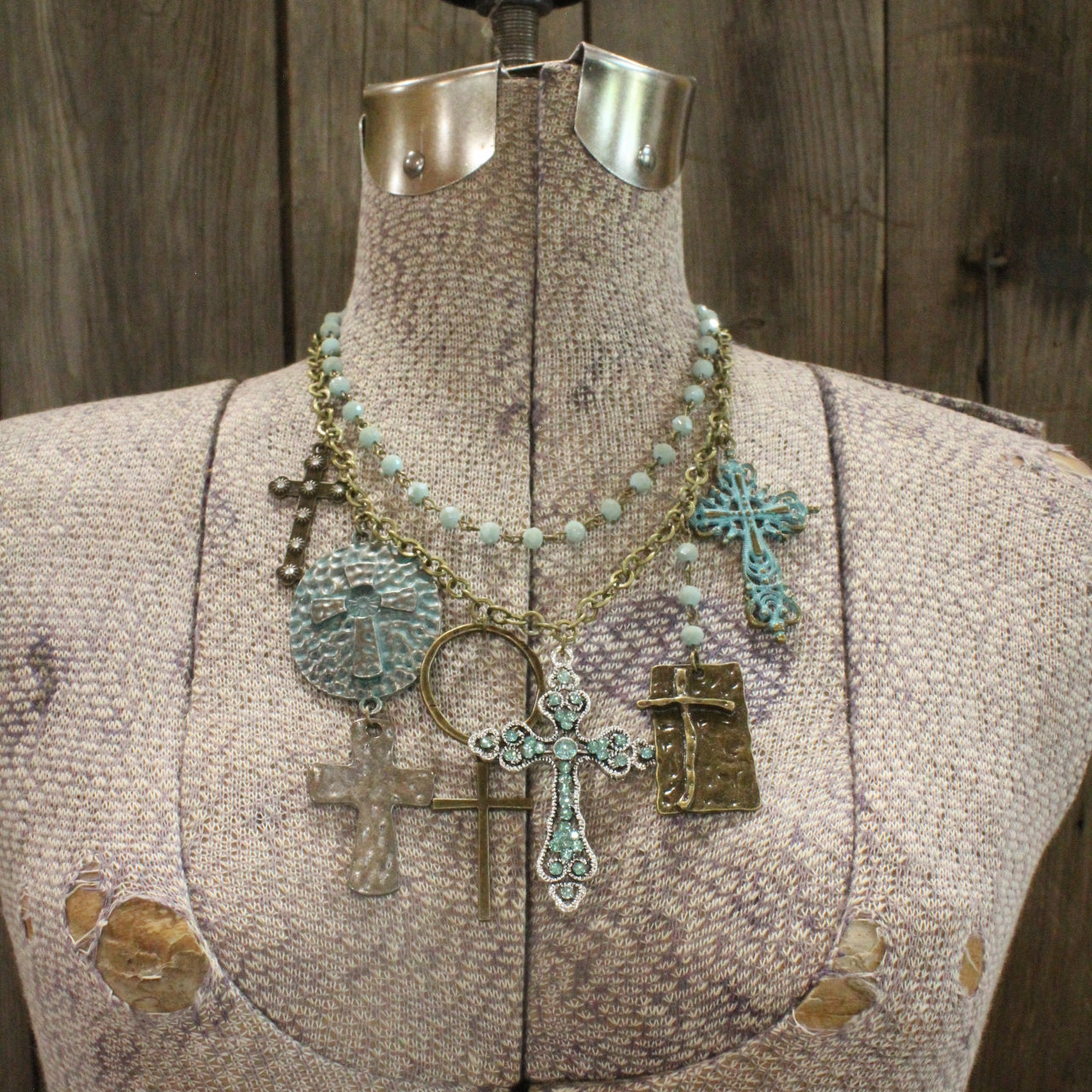 Forgiven Charm'd Mint Stone Cross Necklace