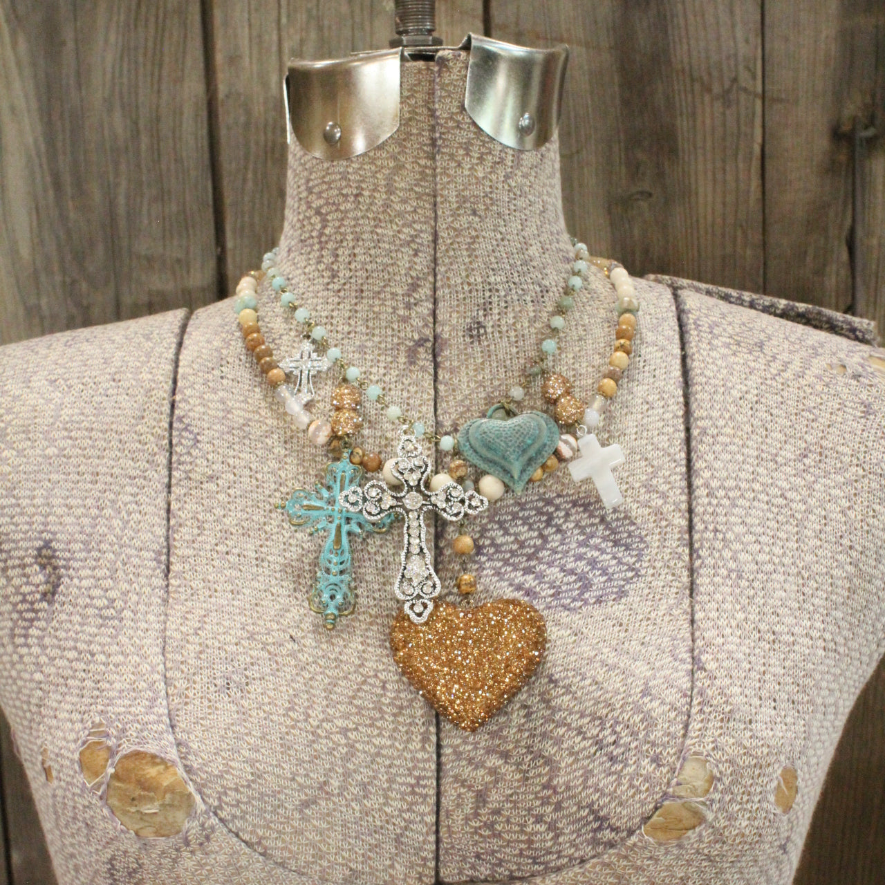Faith, Hope, & Love Charm'd Mint Layered Necklace