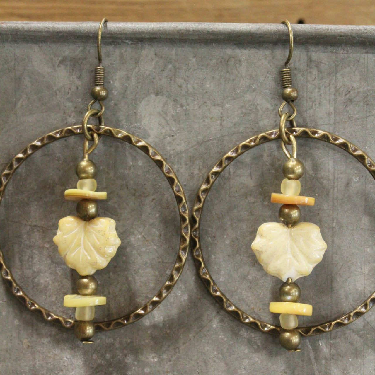 Peaceful Setting Fall Leaves Dangle Drop Earrings