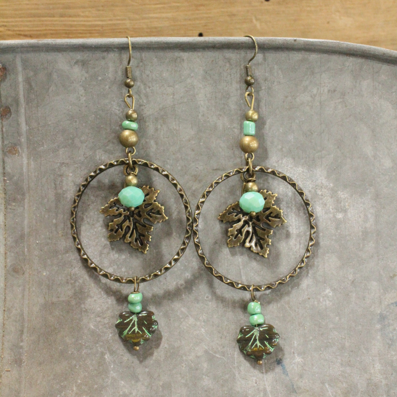 Cascading Mint Leaves Dangle Drop Earrings