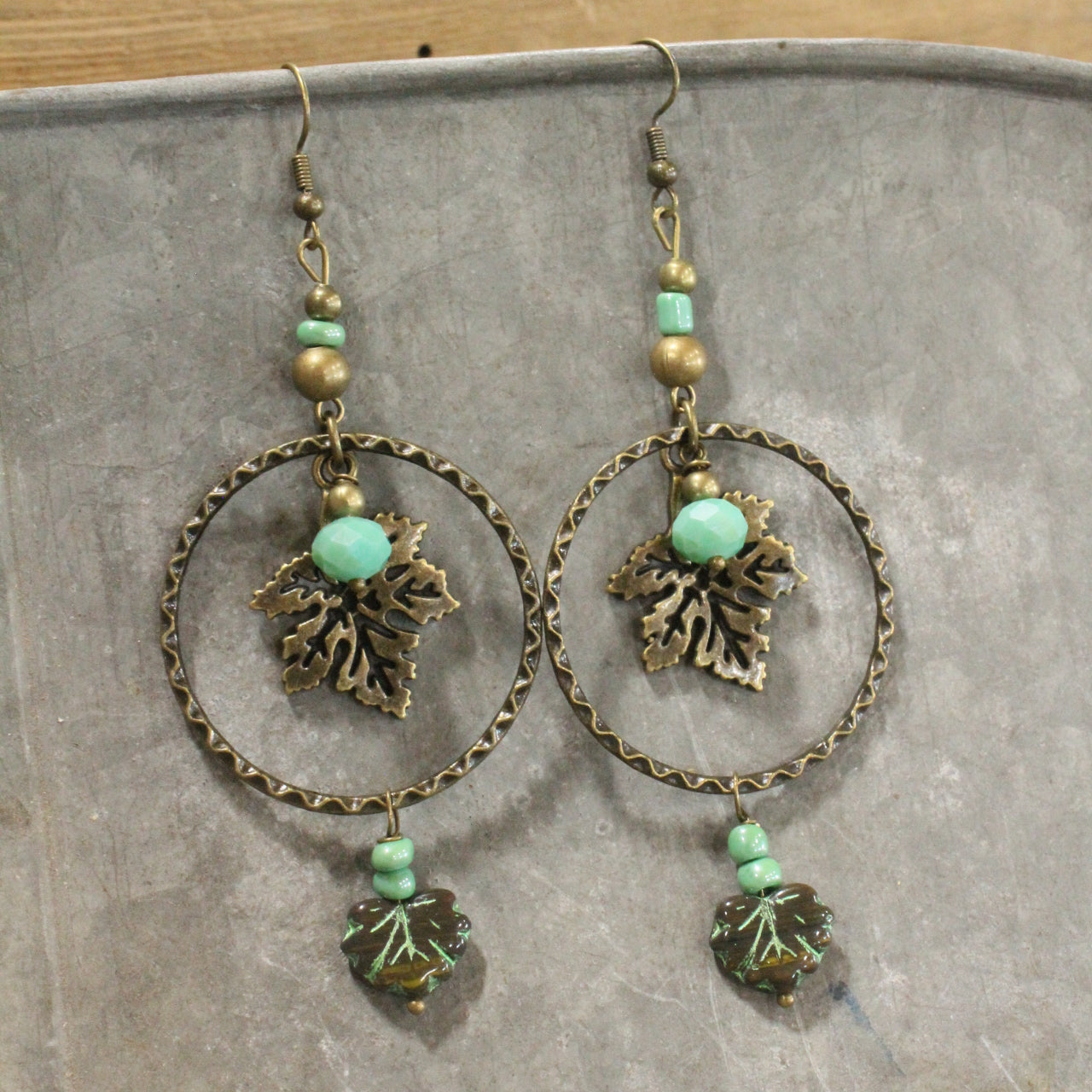 Cascading Mint Leaves Dangle Drop Earrings