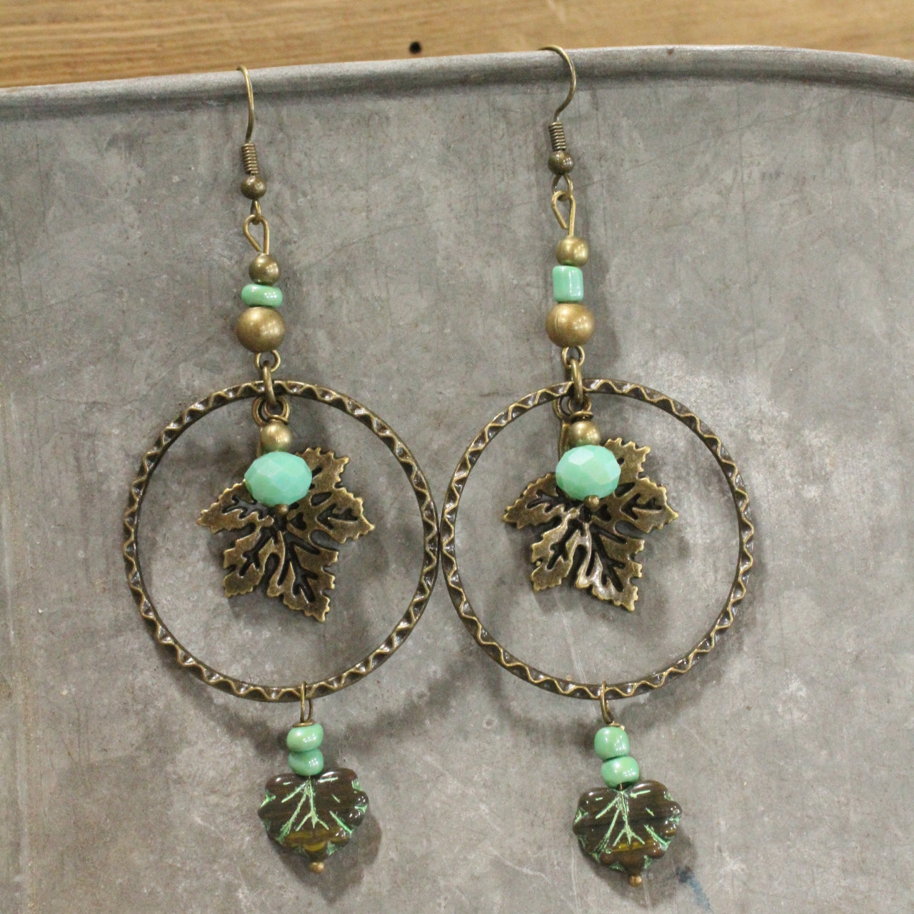 Cascading Mint Leaves Dangle Drop Earrings