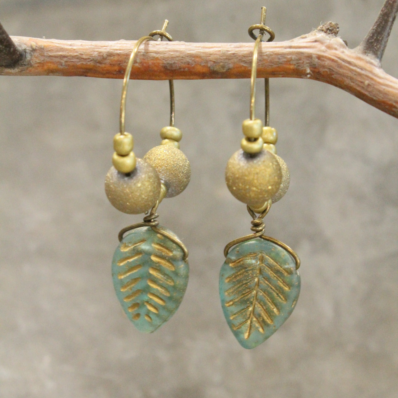 Golden Fall Leaves Dangle Drop Earrings