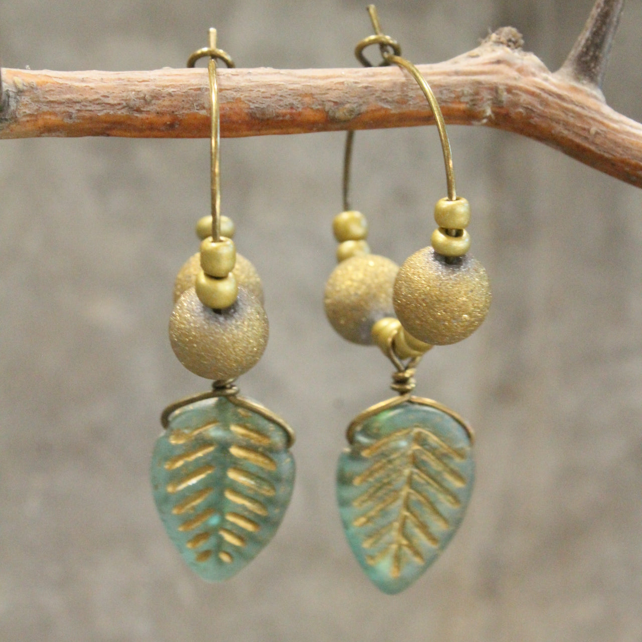 Golden Fall Leaves Dangle Drop Earrings