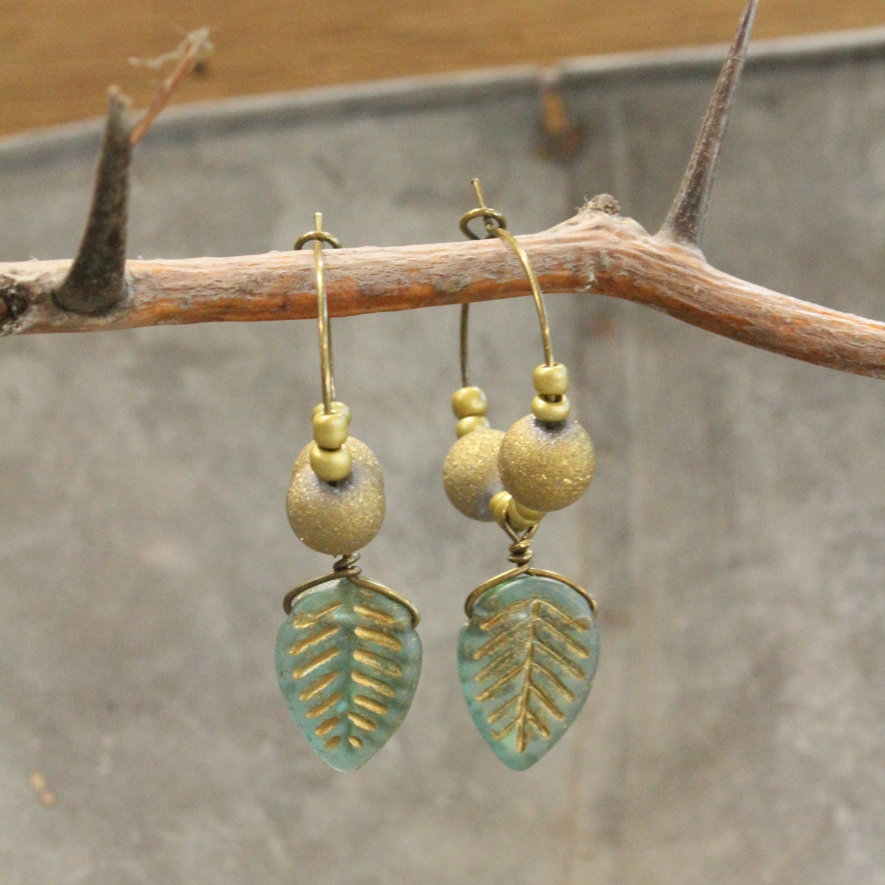 Golden Fall Leaves Dangle Drop Earrings