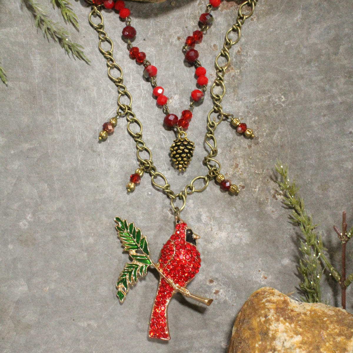 Branch Sitter Cardinal Layered Necklace