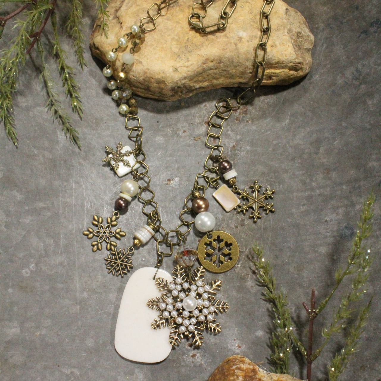 Vintage Snowflake Charm'd Necklace
