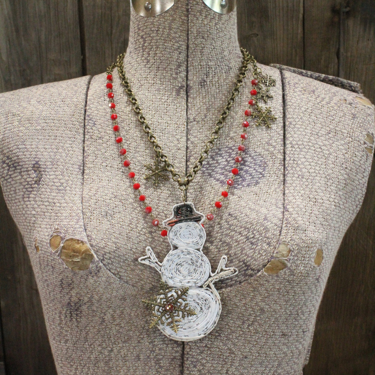 Chilly Days Snowman Layered Necklace