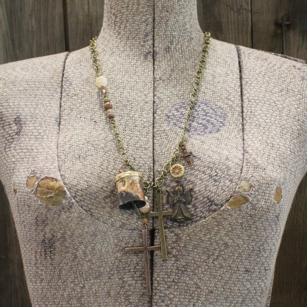 Vintage Angel & Bells Charm'd Necklace