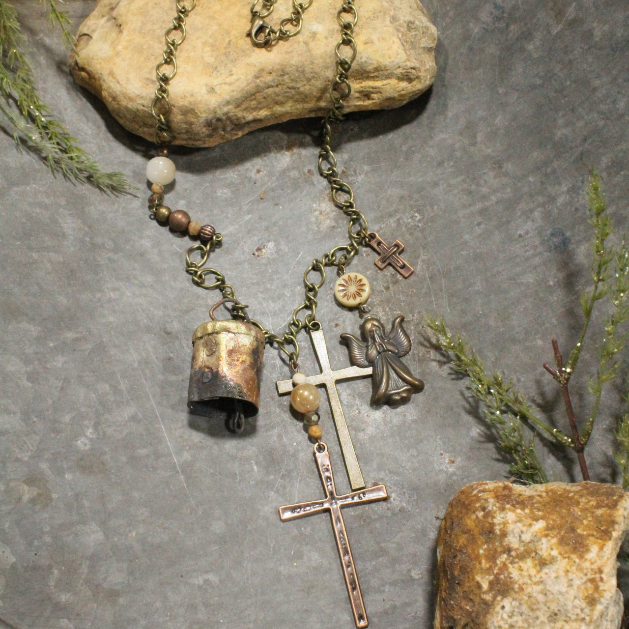 Vintage Angel & Bells Charm'd Necklace
