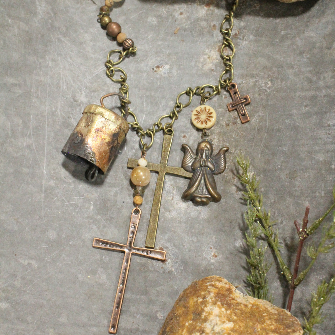Vintage Angel & Bells Charm'd Necklace