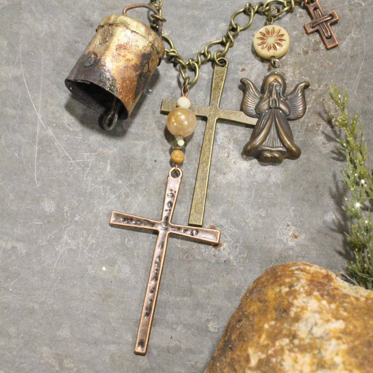 Vintage Angel & Bells Charm'd Necklace