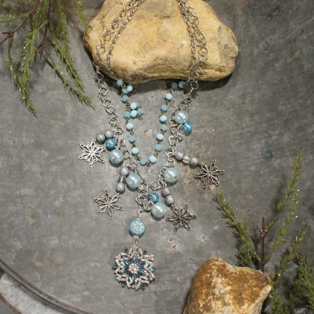 Snowflakes Are Falling Charm'd Necklace