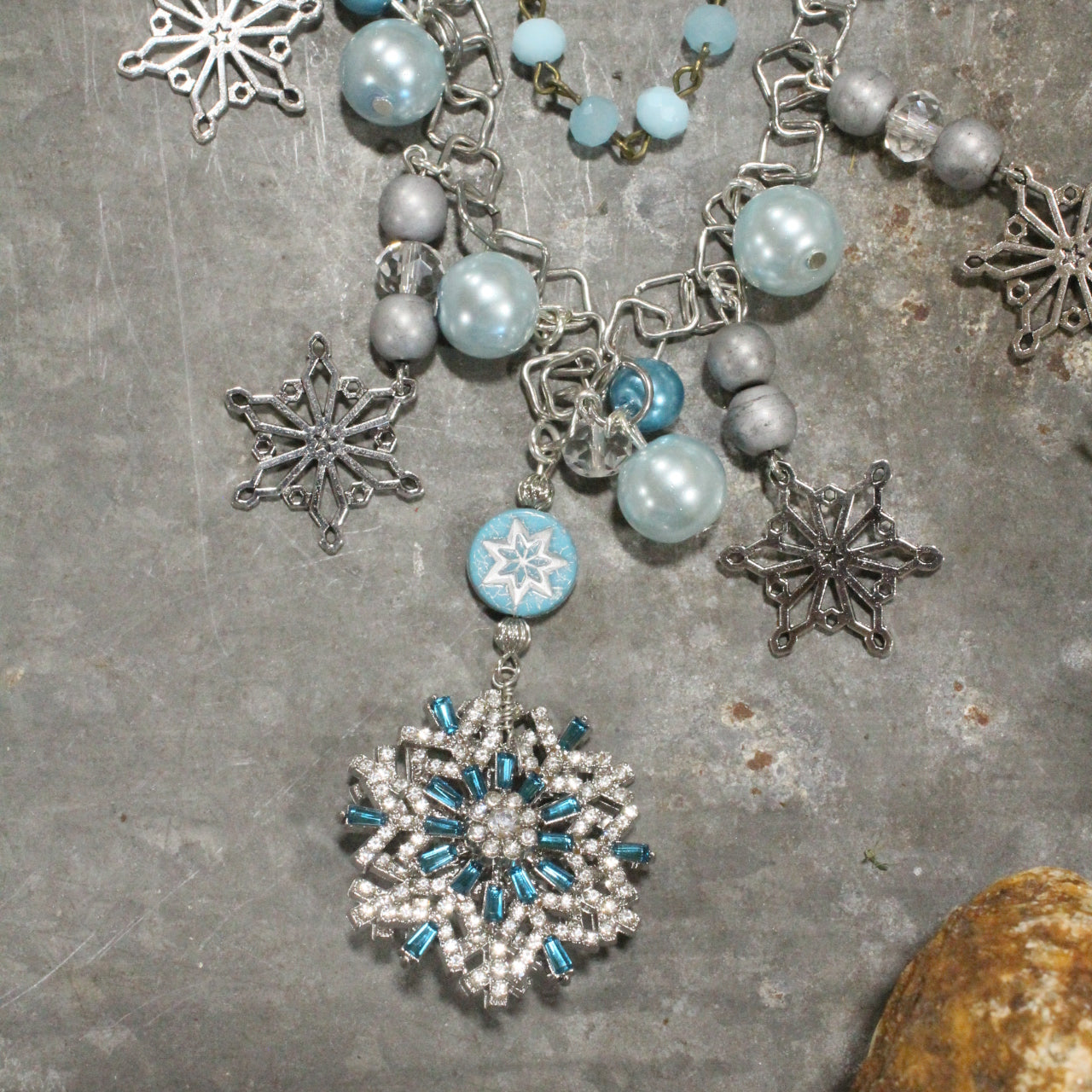 Snowflakes Are Falling Charm'd Necklace