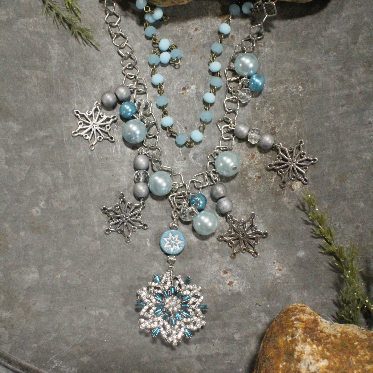 Snowflakes Are Falling Charm'd Necklace