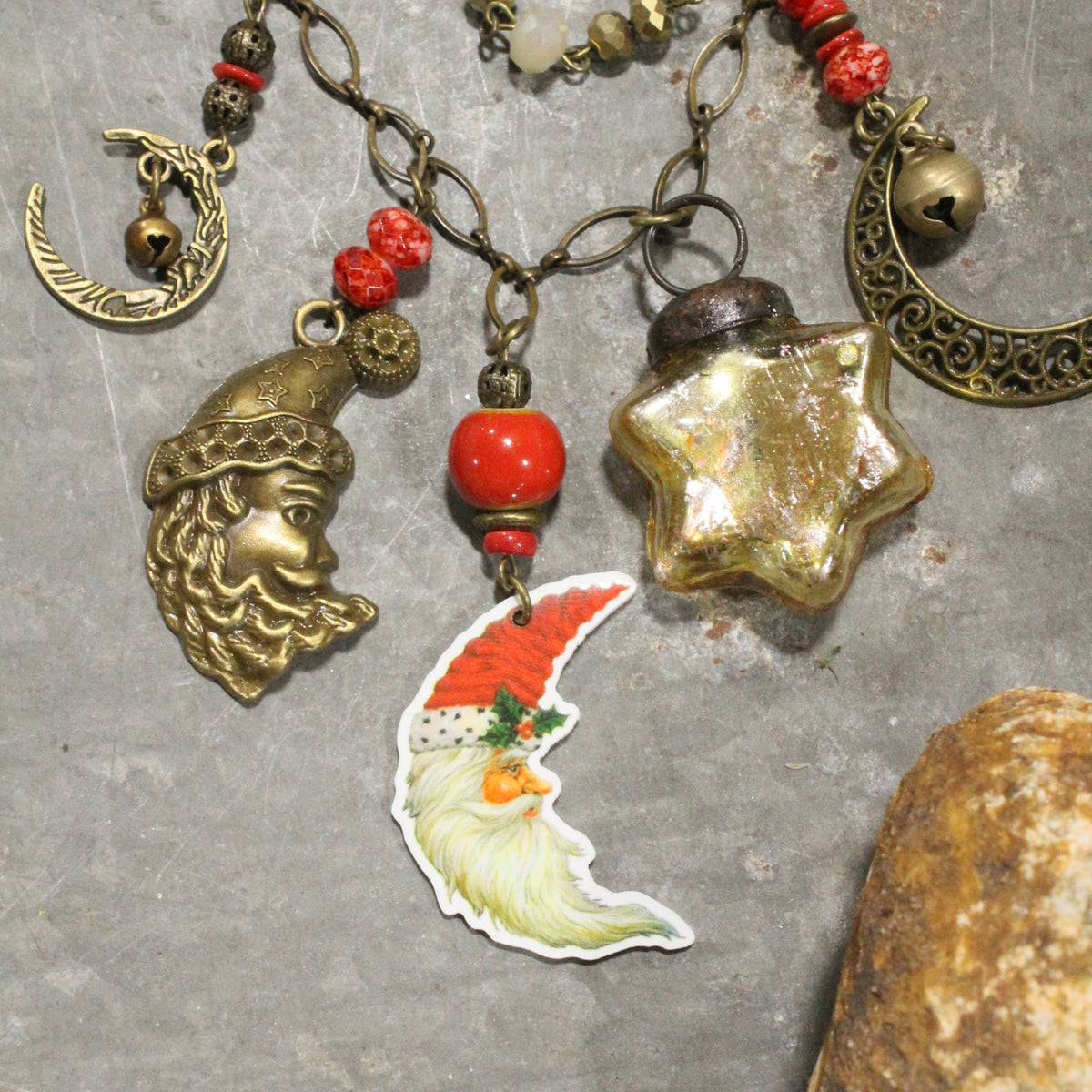 Over The Moon Santa Charm'd Necklace