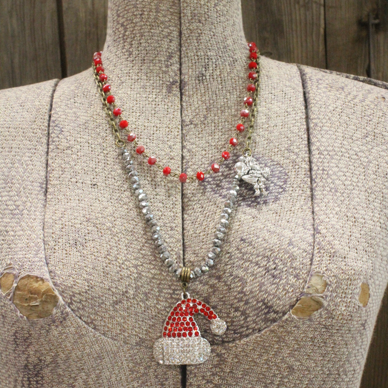 HO HO HO, Here We Go Santa Layered Necklace