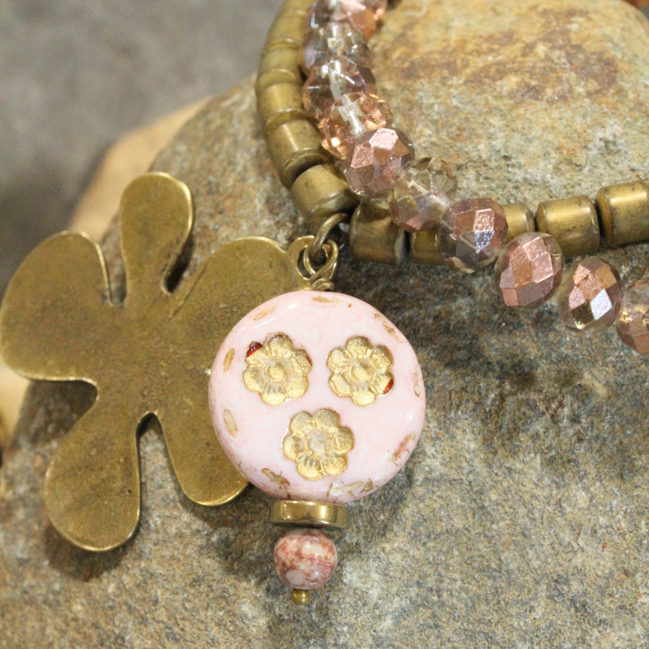 Blushing Golden Charmed Bracelet Set