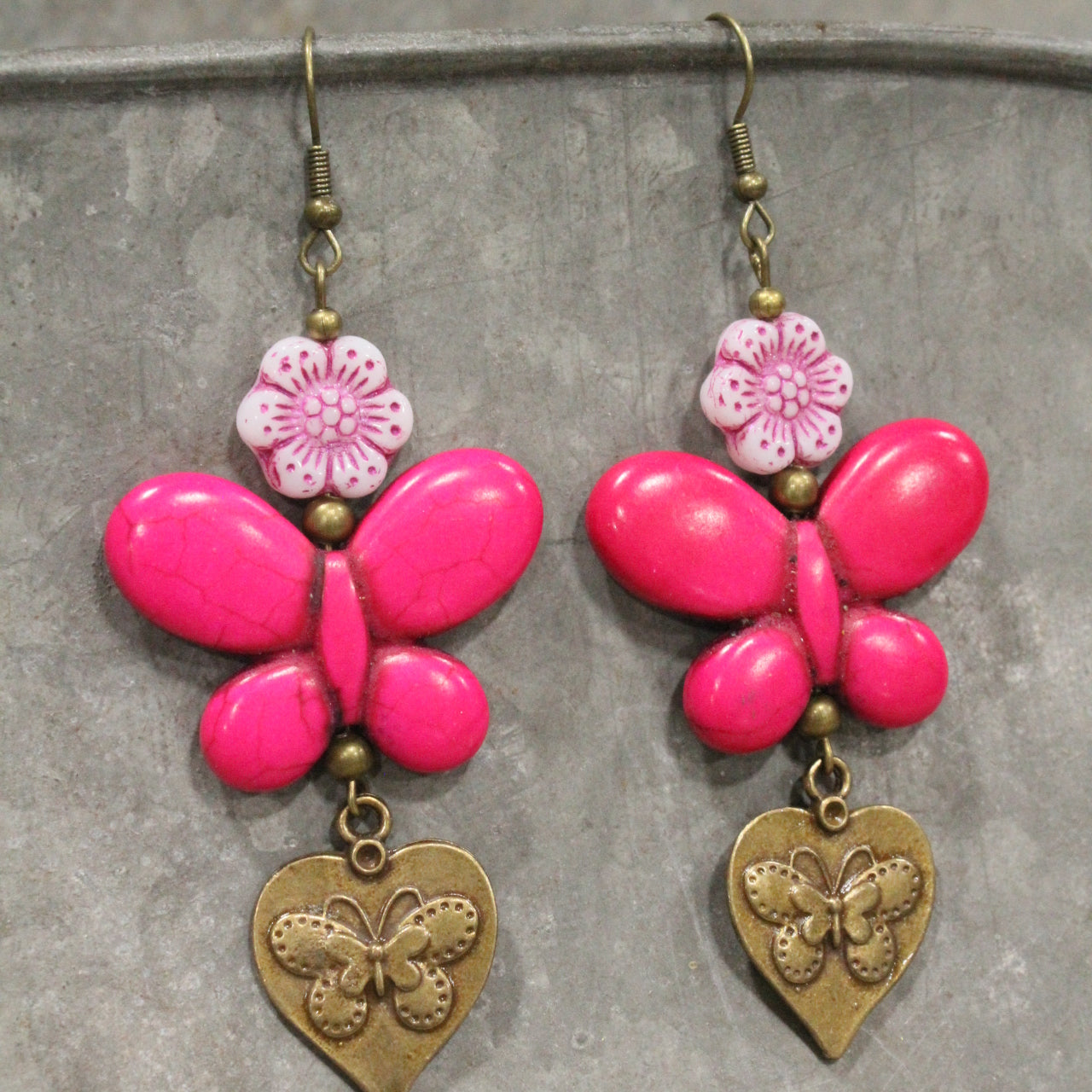 Butterfly Bliss Pink Dangle Earrings