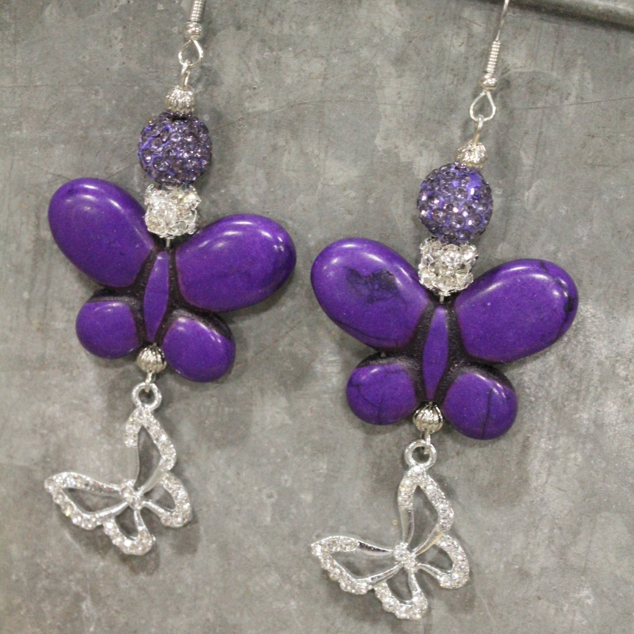 Butterfly Bliss Purple Dangle Earrings