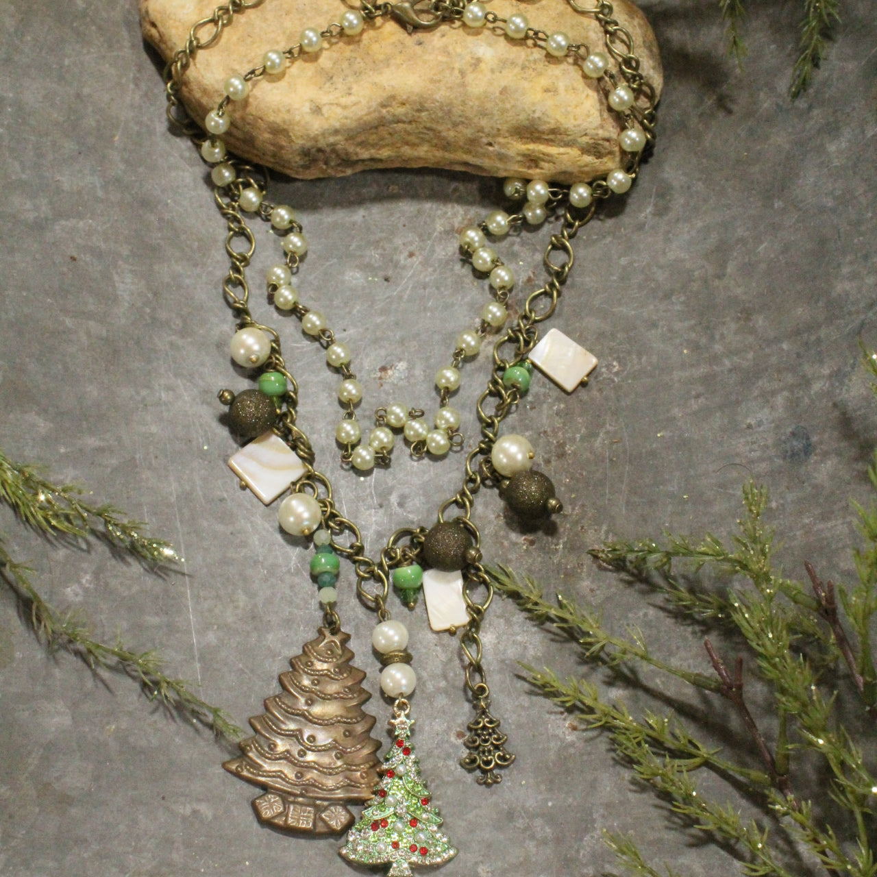 Lighting Up The Christmas Tree Layered Necklace