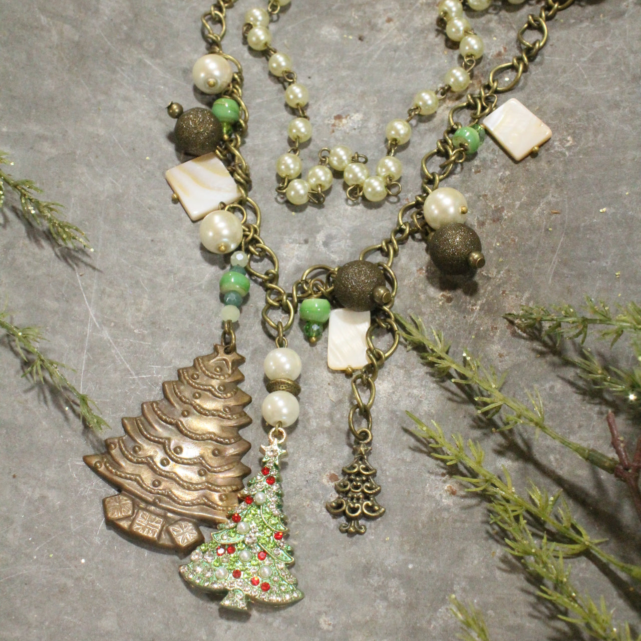 Lighting Up The Christmas Tree Layered Necklace