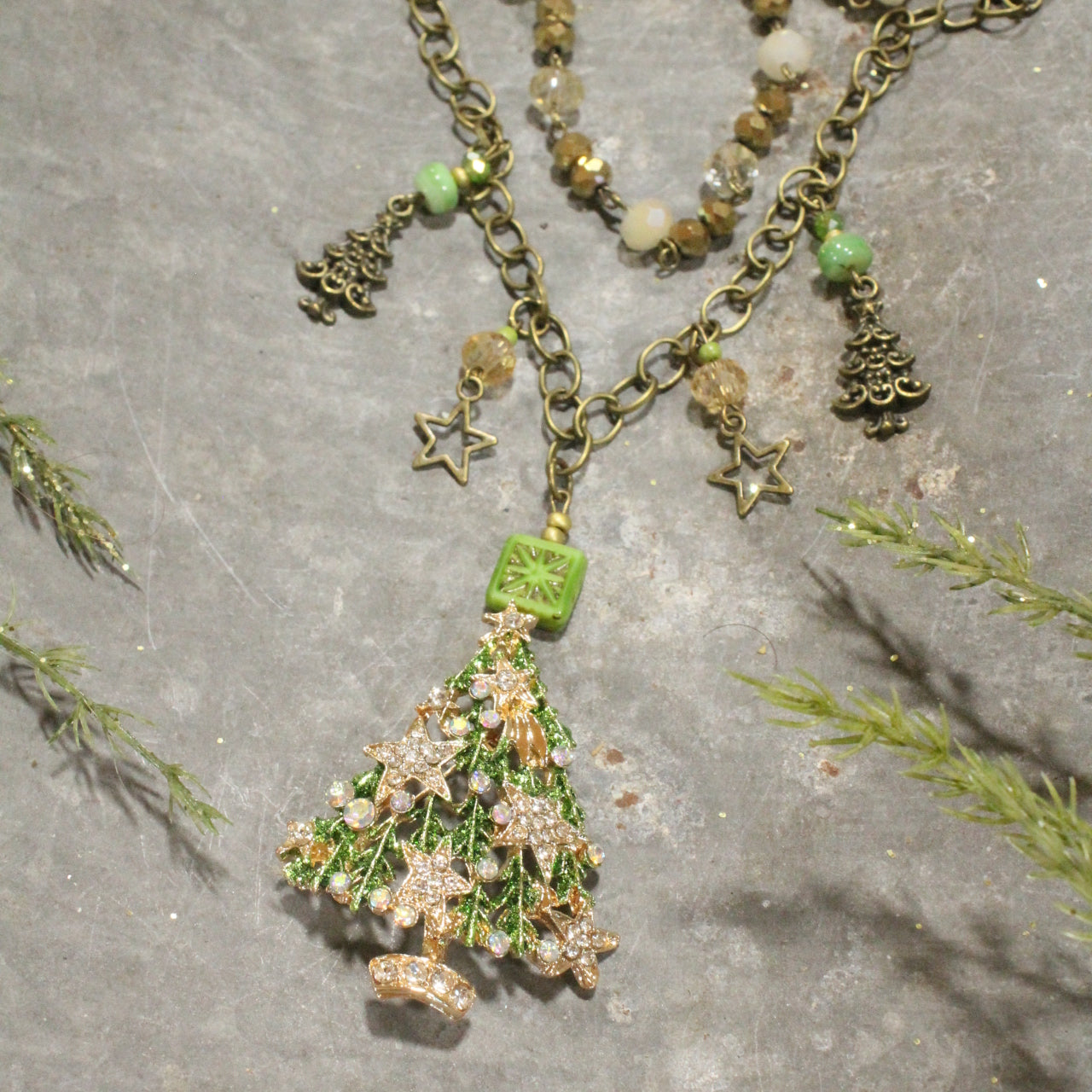 Golden Stars On The Tree Layered Necklace