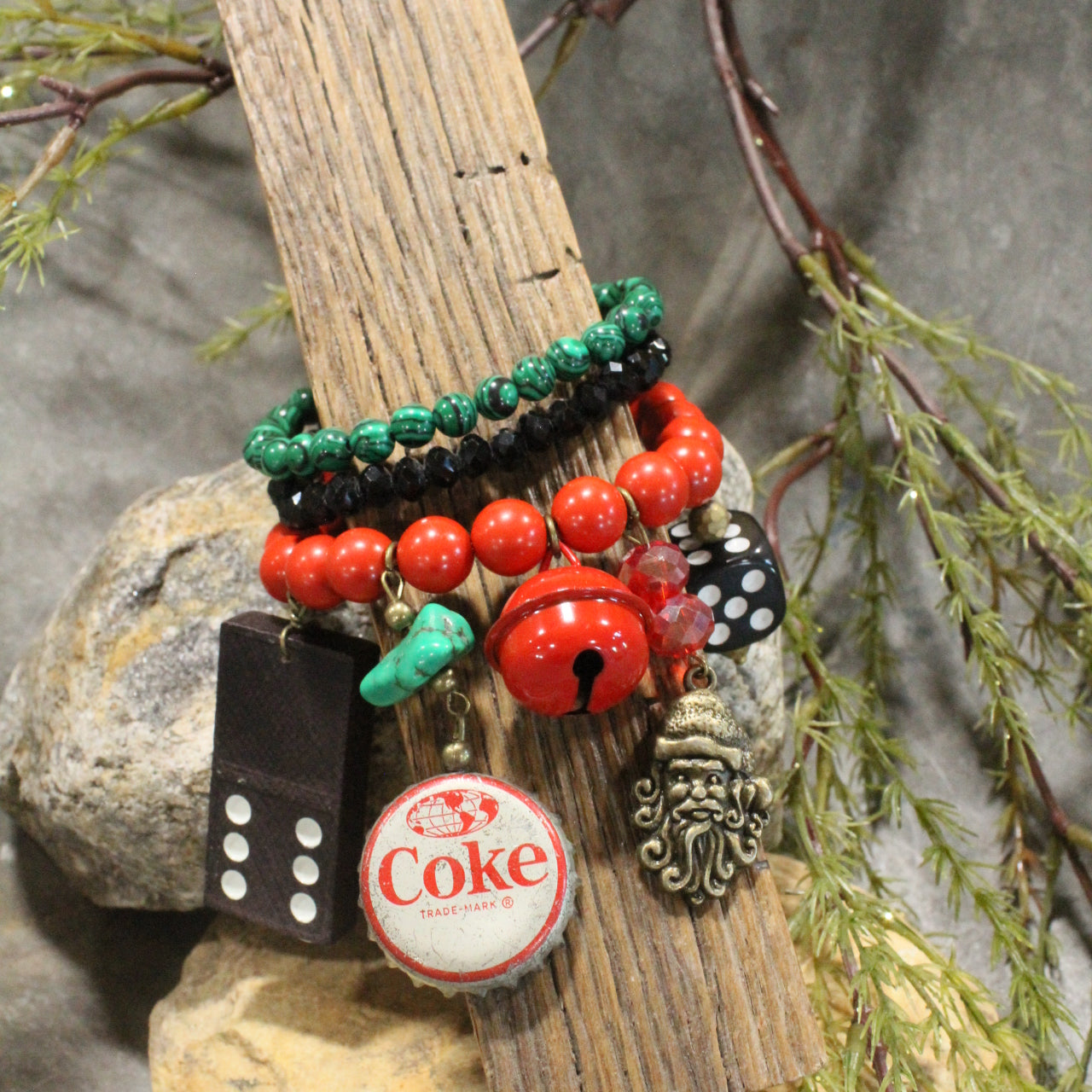 Vintage Coca Cola Santa & More Charm'd Bracelet Set