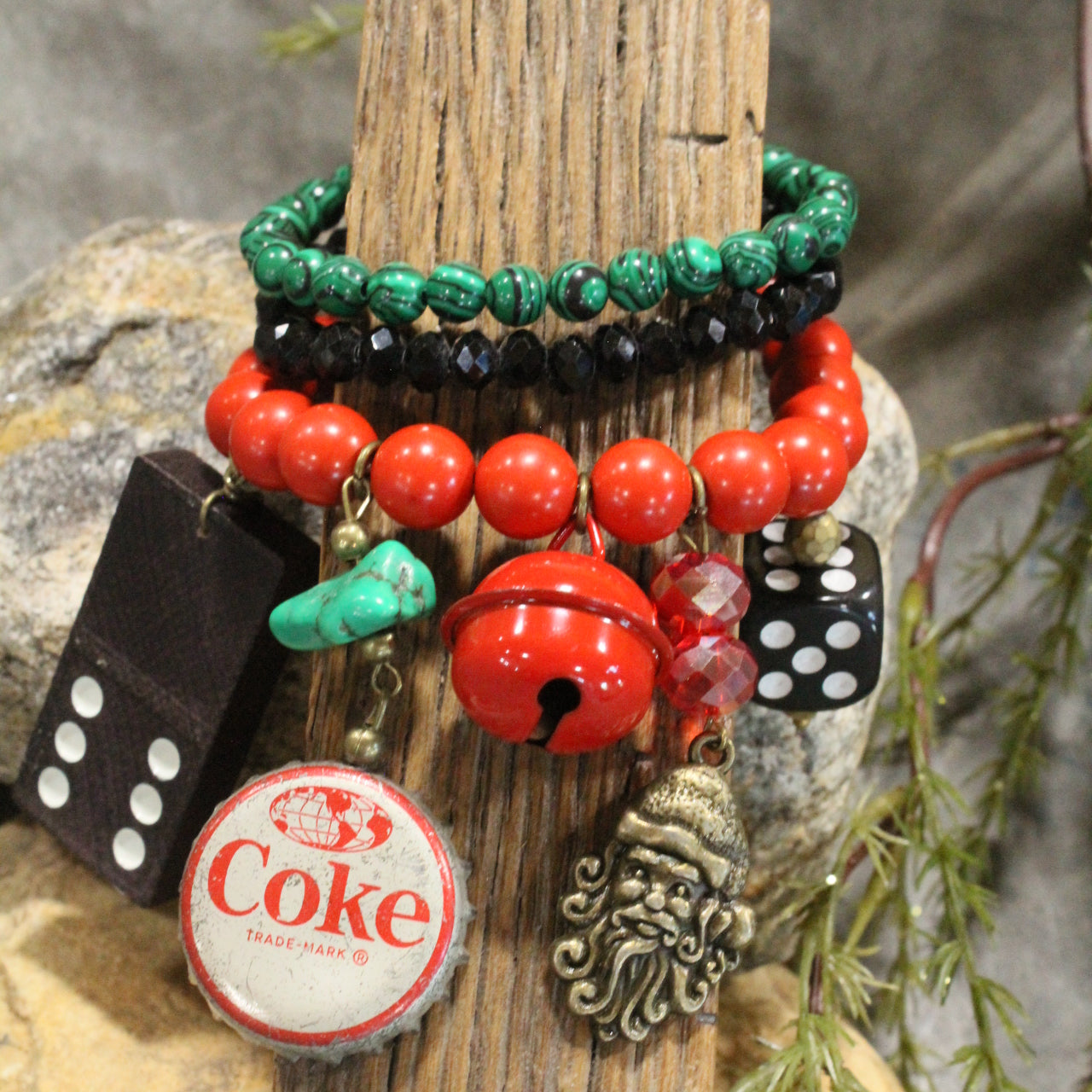 Vintage Coca Cola Santa & More Charm'd Bracelet Set