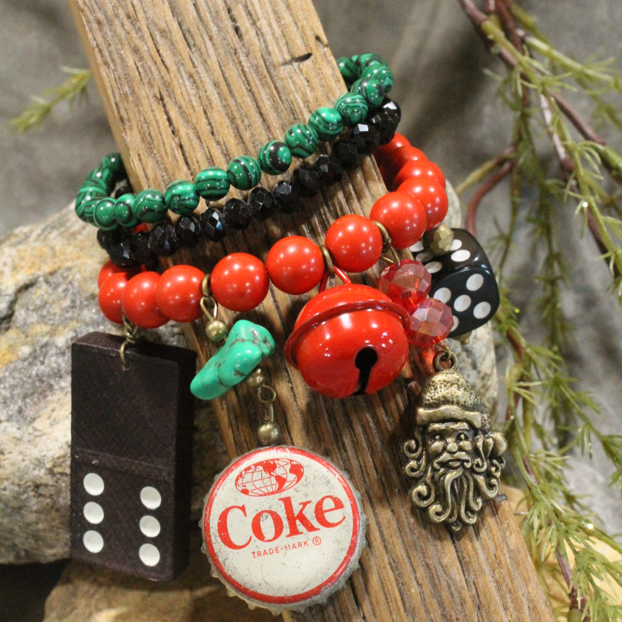 Vintage Coca Cola Santa & More Charm'd Bracelet Set