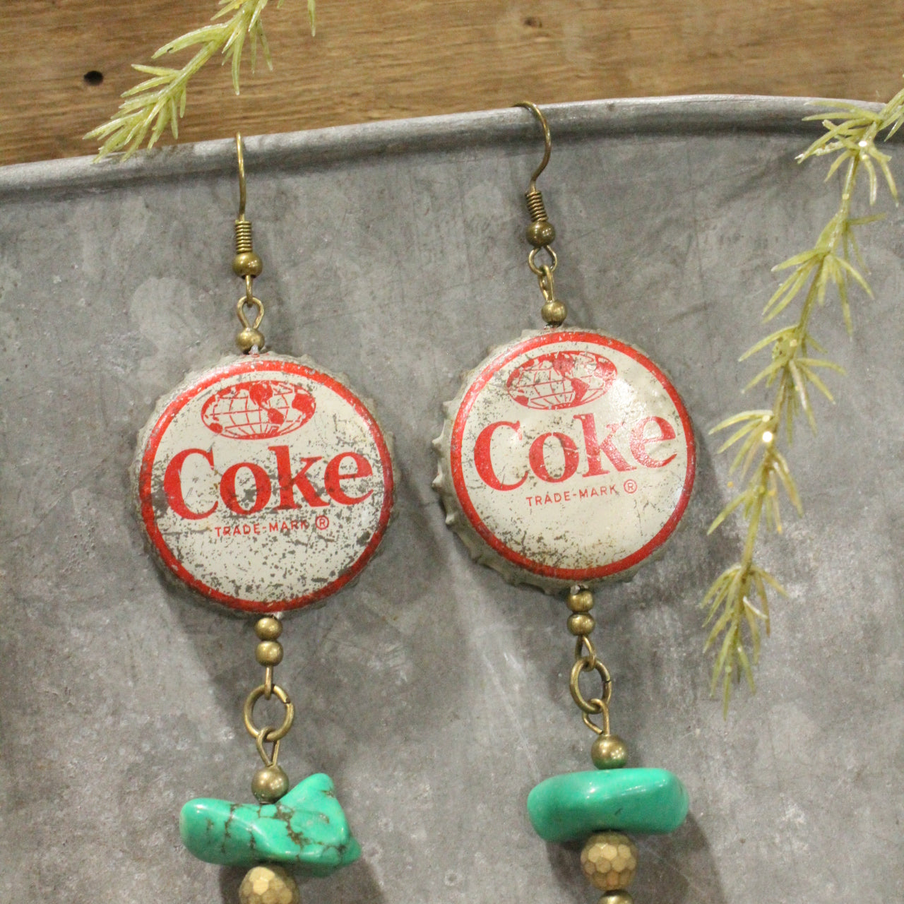 Vintage Coca Cola Santa & Bell Charm'd Dangle Earrings