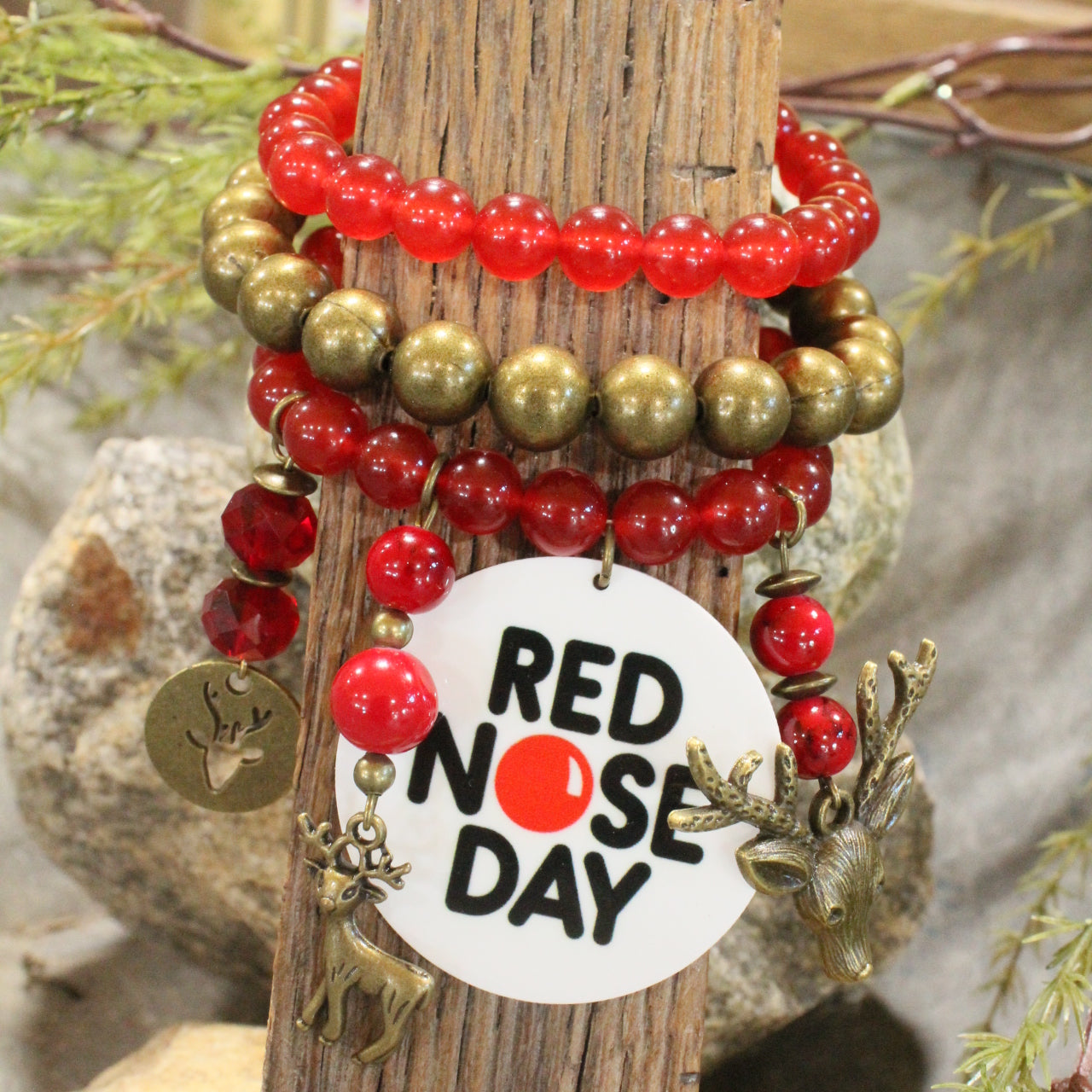 Red Nose Day Reindeer Charm'd Bracelet Set