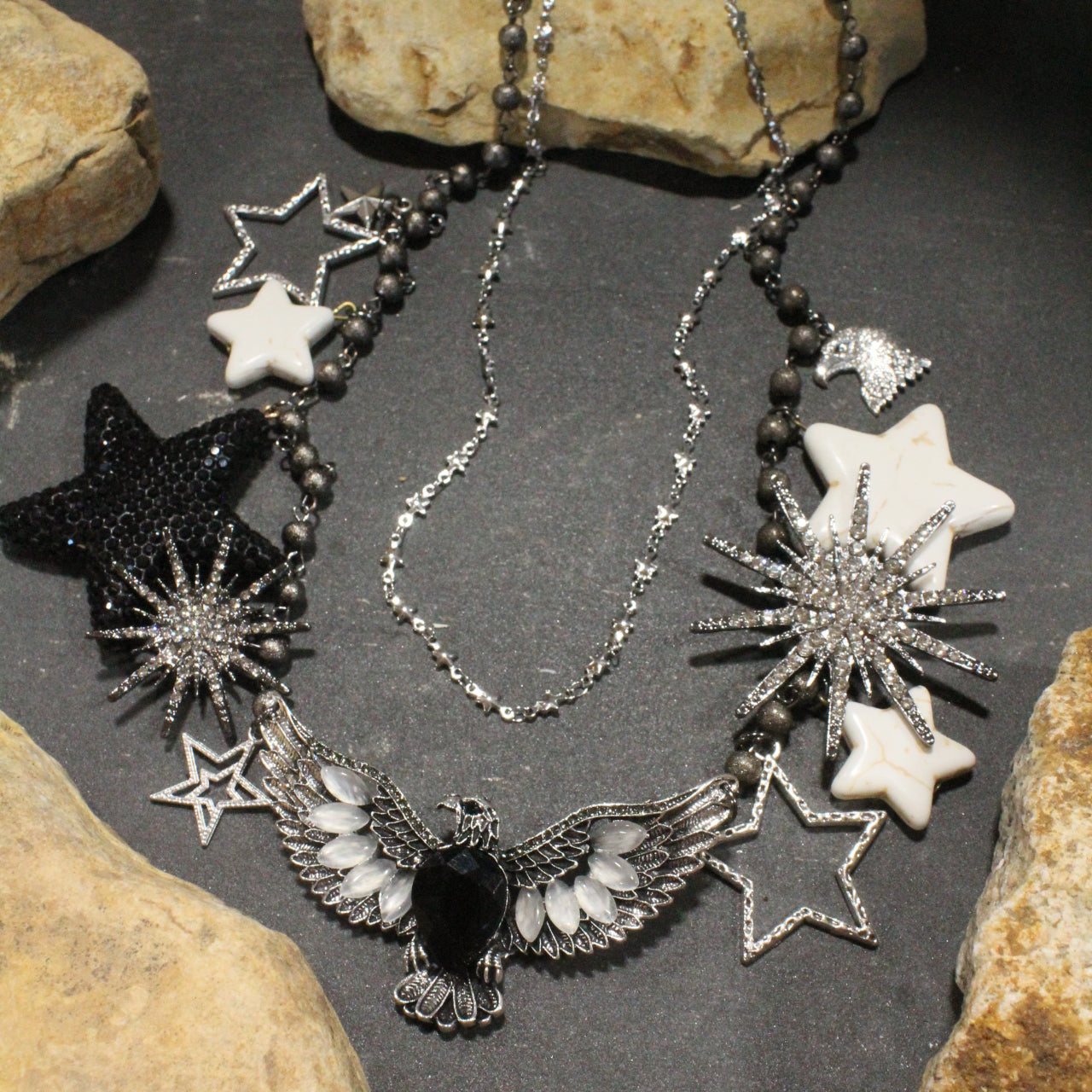 Fly Like An Eagle Platinum Charm'd Necklace