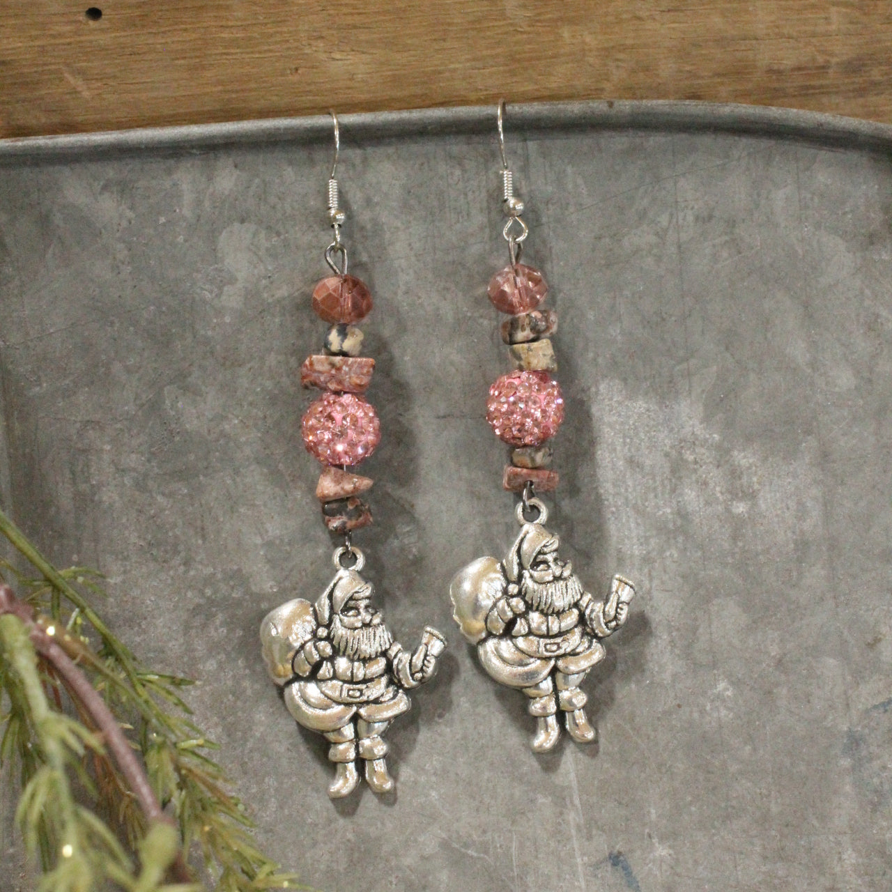 Santa's Hat Is Blushing Dangle Drop Earrings