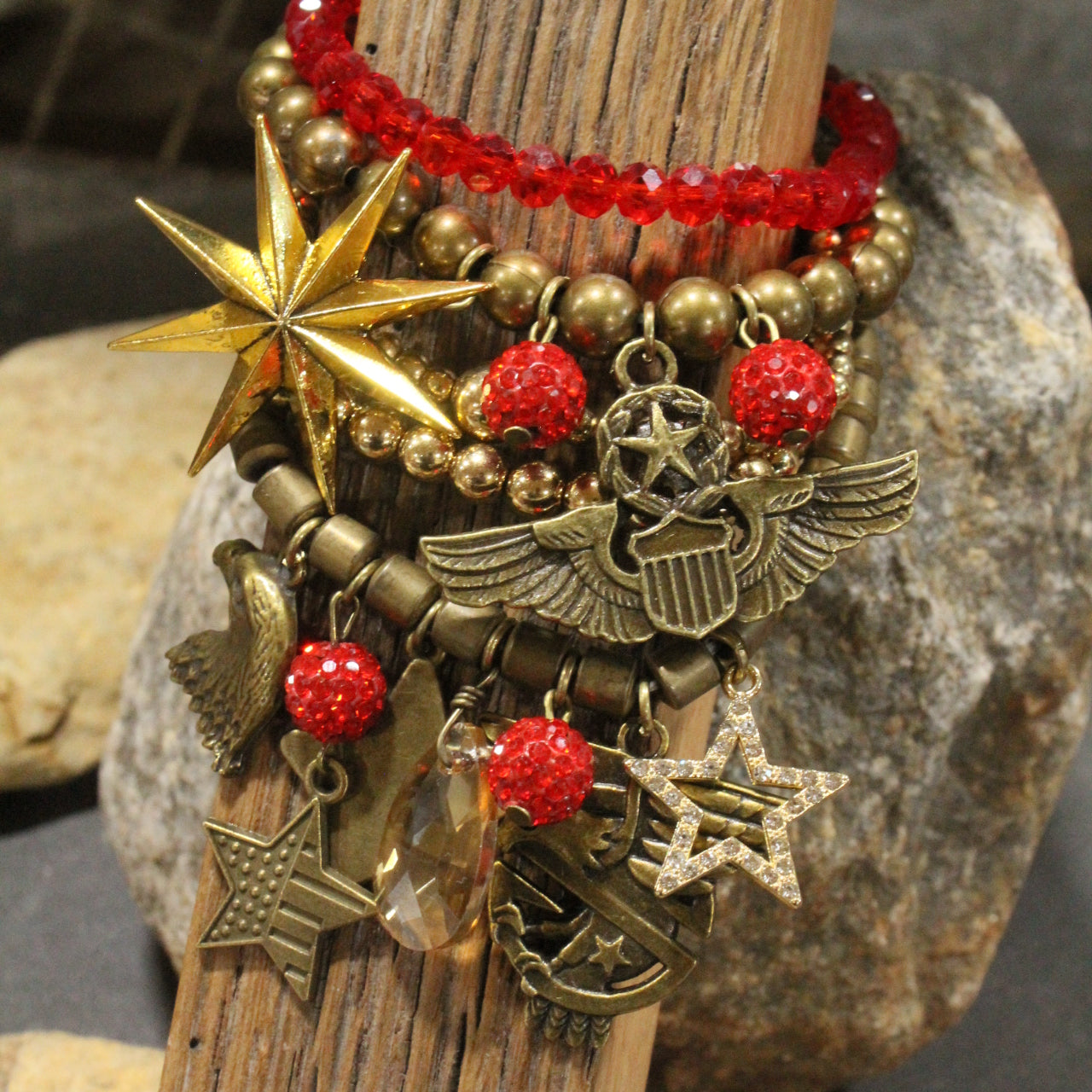 Fly Like An Eagle Golden Charm'd Bracelet Set
