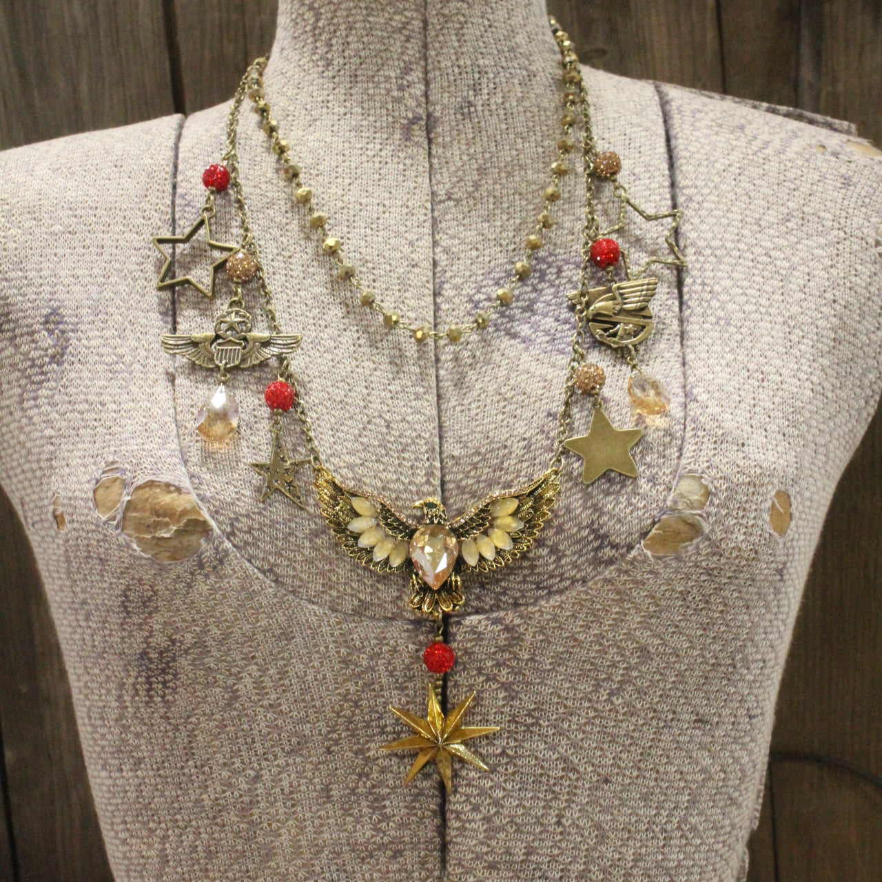 Fly Like An Eagle Golden Charm'd Necklace