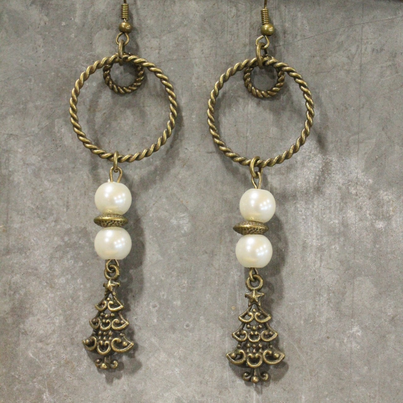Lighting Up The Christmas Tree Pearl Dangle Drop Earrings