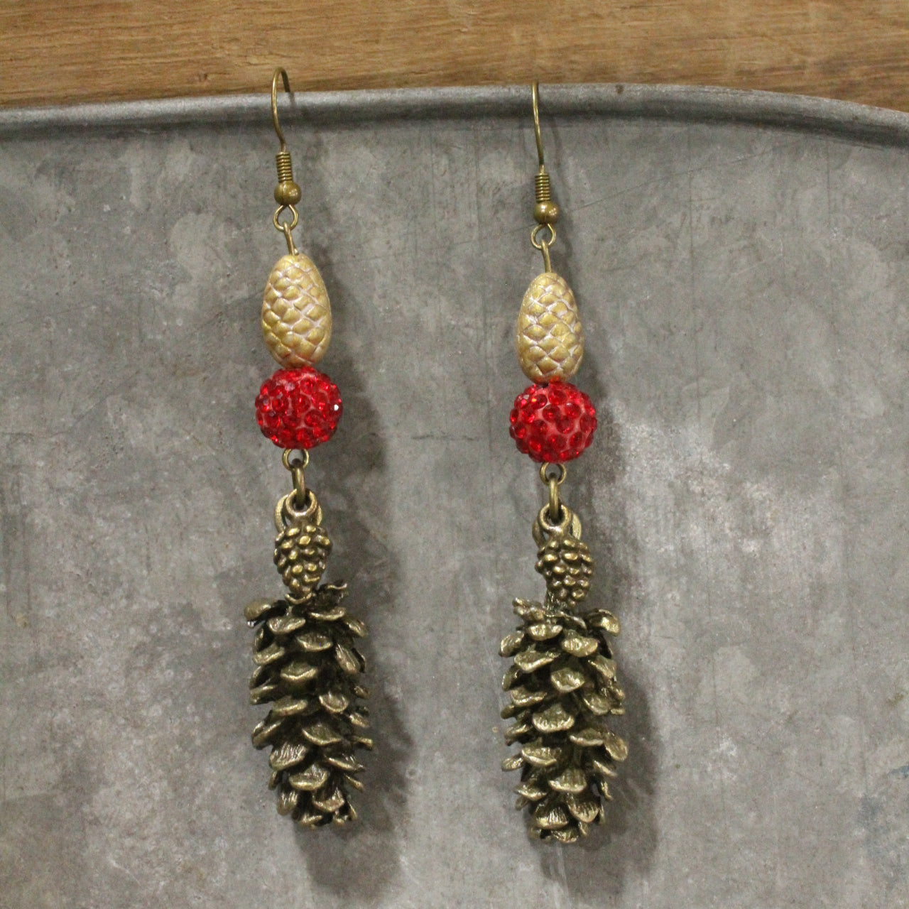 Love For Cardinals & PIne Cones Dangle Earrings