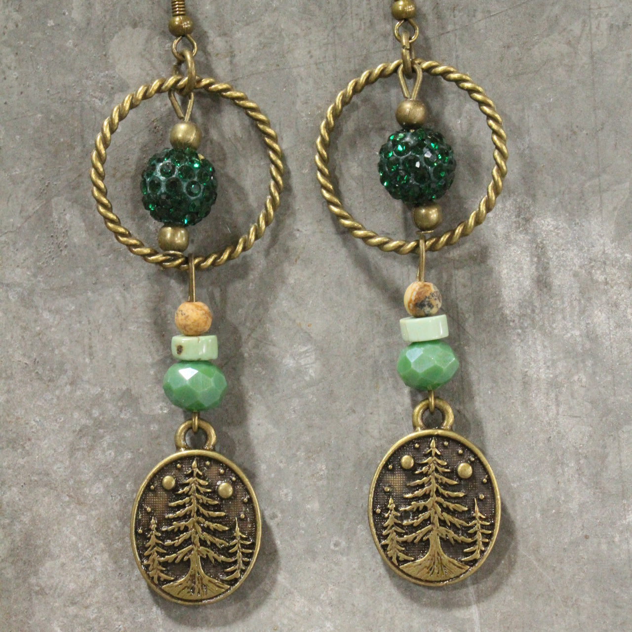 Pine Patches Green Dangle Earrings