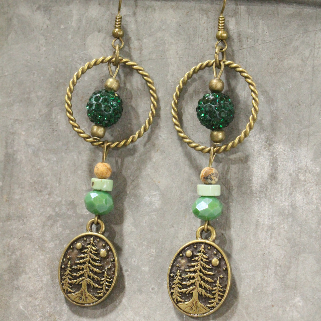 Pine Patches Green Dangle Earrings