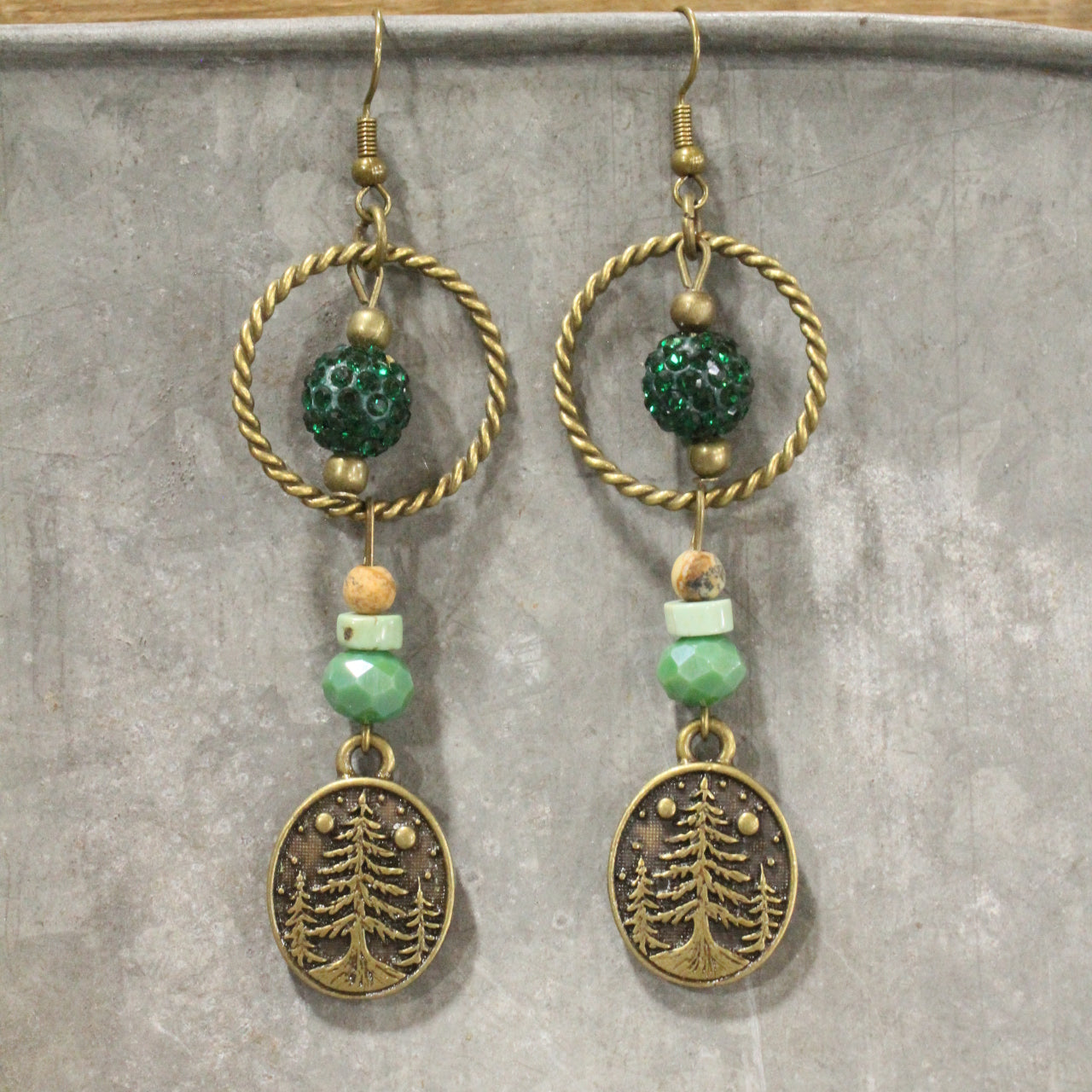 Pine Patches Green Dangle Earrings