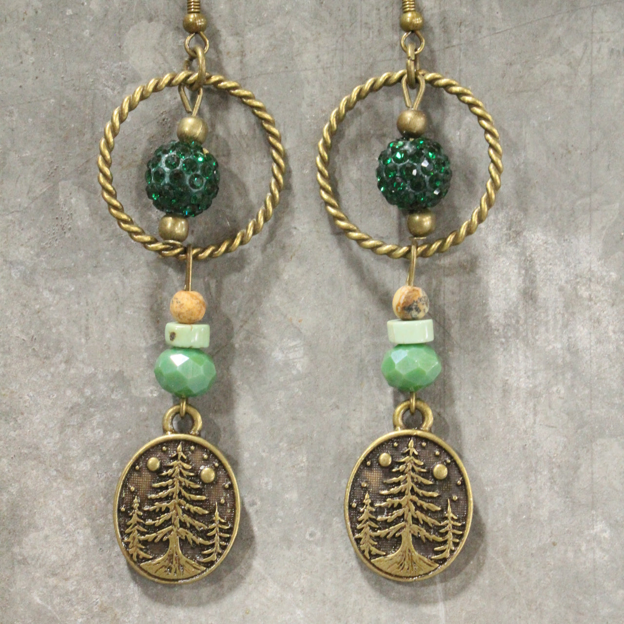 Pine Patches Green Dangle Earrings