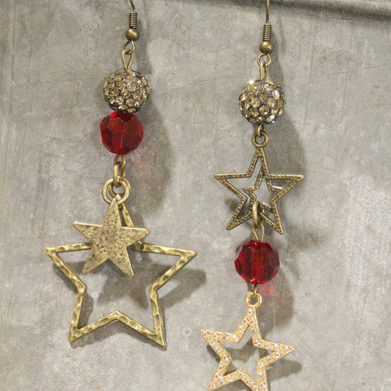Star Spangled Banner Golden Dangle Earrings