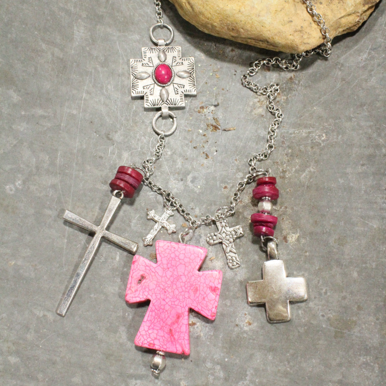 Look To The Cross Charmed Dangle Necklace