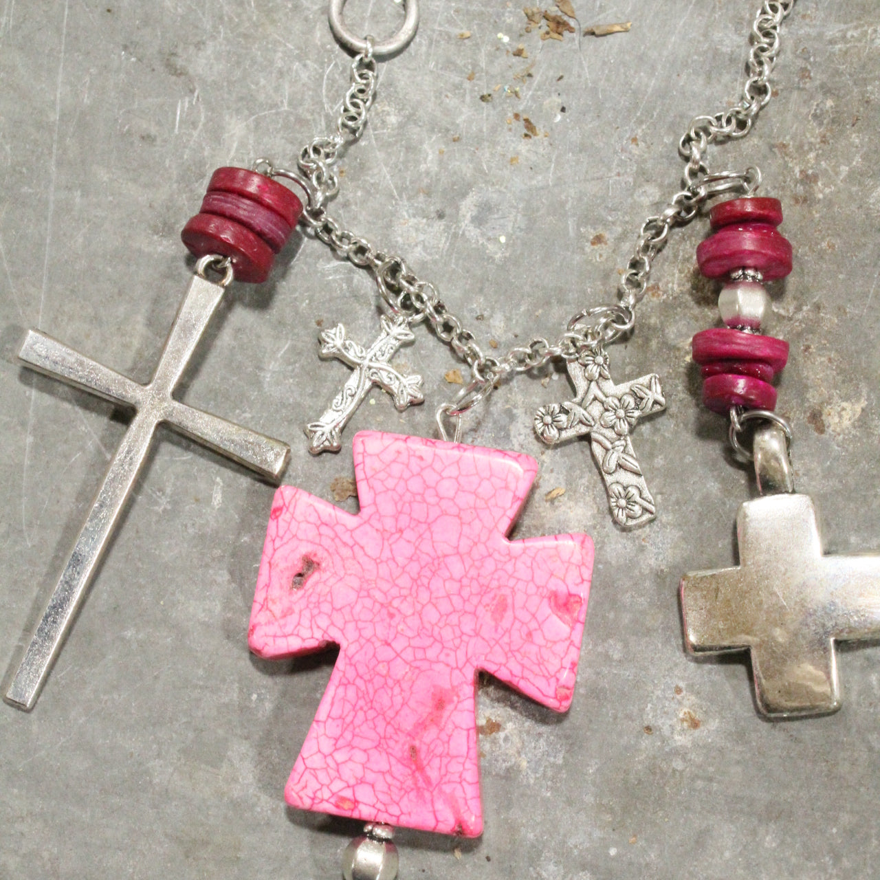 Look To The Cross Charmed Dangle Necklace