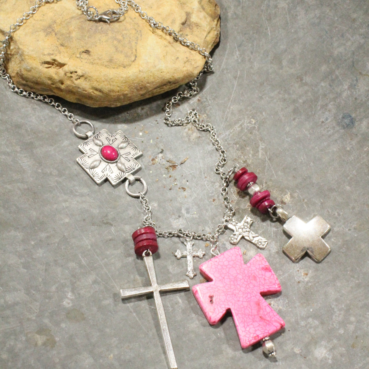 Look To The Cross Charmed Dangle Necklace
