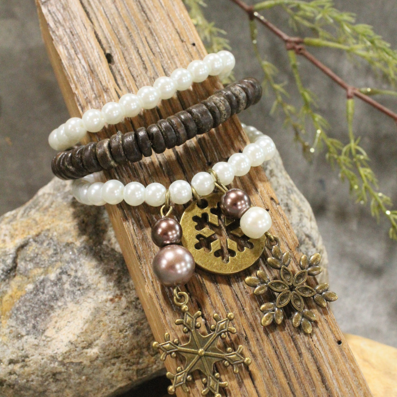 Vintage Snowflake Charm'd Bracelet Set